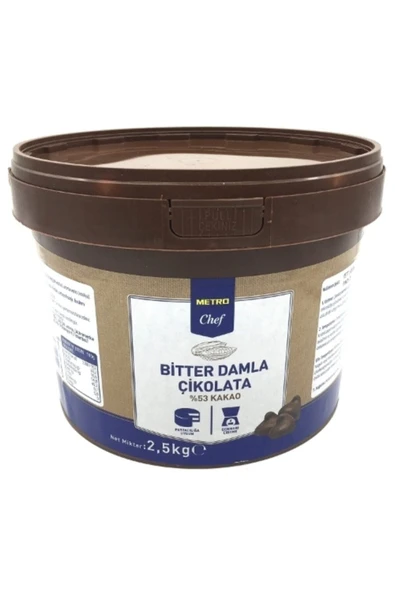 Metro Chef Bitter Damla Çikolata 2,5 Kg.(2500gr) Miniorganik ürün görseli 1