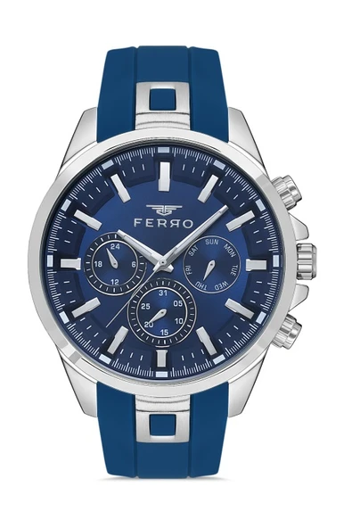 Ferro FM11379DWT-L3 Quartz Silikon Lacivert 46 mm Erkek Kol Saati ürün görseli 1