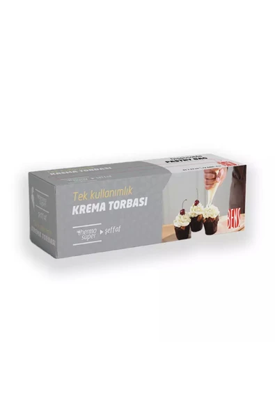 BENS Şeffaf Büyük 51 cm Krema Torbası Tek Kullanımlık 72'li ürün görseli 1