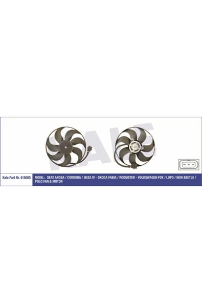 Kale 415600  FAN MOTORU POLO IV 01- POLO III 97- FOX 05- BEETLE 00 ürün görseli 1