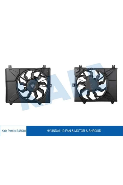 Kale 348540 OTO Radyatör  Radyatör Fanı Komple Davlumbaz - Motor İ10 08- 25380-0×000 ürün görseli 1
