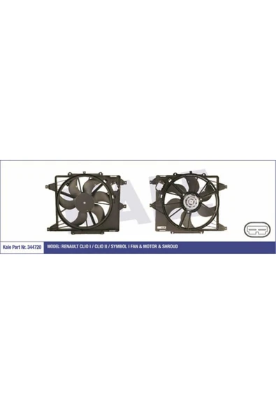 Kale 344720  FAN MOTORU CLIO II KANGOO MEGANE I 1.5 DCI 1.4 8V AC ürün görseli 1