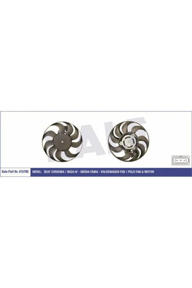 Kale 415700  FAN MOTORU POLO IV 01- 1.2 1.2 12V 1.4 FSI 1.4 16V 1. ürün görseli 1