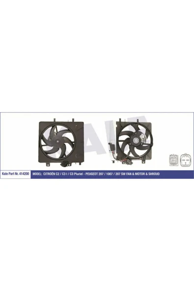 Kale 414200  FAN MOTORU 207 1007 / C2 C3 DAVLUMBAZLI 250W-335mm ürün görseli 1