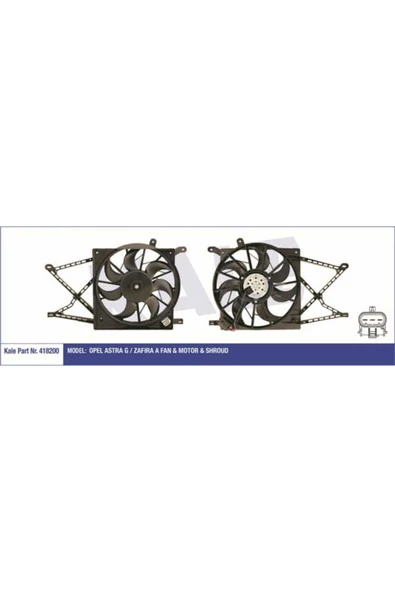 Kale 418200 OTO Radyatör  Fan Motoru Radyatör Astra G 98- Zafira A 99- Davlumbazlı 230W-380Mm ürün görseli 1