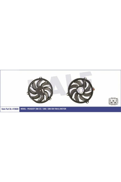 Kale 419600 Fan Motoru Davlumbazlı Peugeot 206 cc / 206 / 206 Sw (200w 392mm) ürün görseli 1
