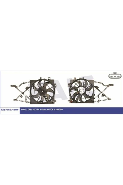 Kale 419000 OTO Radyatör  Fan Motoru Vectra B 95-02 2.0 Td 2.5 V6 24V Davlumbazlı 240-160W-390Mm ürün görseli 1