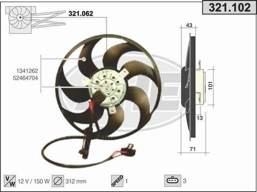 Ori FOP10100F s Fop10100f Radıator Fan Vectra B 95 Tek Fan 1341262 ürün görseli 1