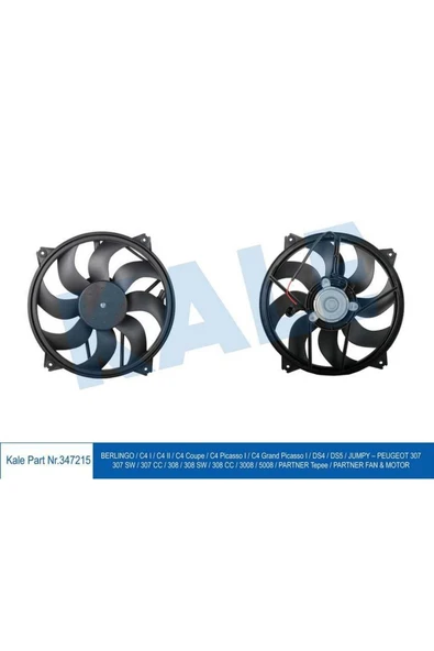 Kale 347215 Fan Motoru [ Citroen Berlingo , C4 I - Iı , Ds4 , Ds5 , Jumpy , Peugeot 307 , 308 , 5008 , Partner ] ürün görseli 1