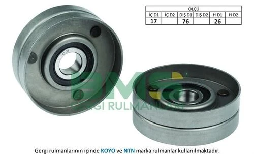 Bms 008  Alternatör V Kayış Gergi Rulmanı 17×76×26 Laguna Bora Golf IV Escort Fiesta Transit Tourneo 2.0 2.5 2. ürün görseli 1