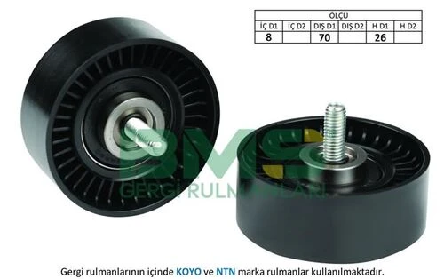 Bms 017  Alternatör V Kayış Gergi Rulmanı ×70×26 Civatalı Auris Avensis Corolla Uyumlu Verso Zer-Zze -Rav4 II Xa2 ürün görseli 1