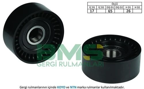 Bms 329  Alternatör V Kayış Gergi Rulmanı CLIO Kangoo Megane 1.5D Alfa 156 166 2.0 2.5 3.0 V6 Kapaklı 17×65×26 ürün görseli 1