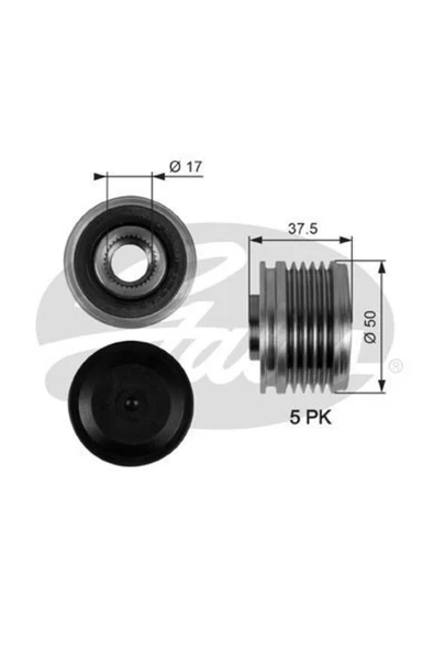 Gates OAP7053 ALTERNATÖR KASNAĞI RULMANLI MERCEDES A160-A170-A180-A200-B180-B20 ürün görseli 1