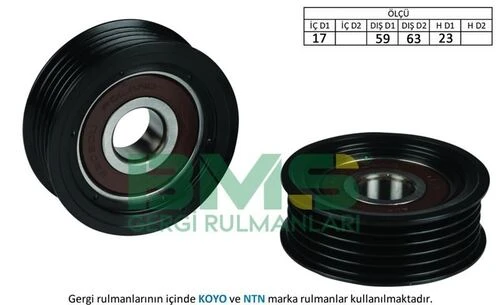 Bms 447  Alternatör V Kayış Gergi Rulmanı 17×59 63×23 Plastik Accent Elantra İ20 .İ30 .İx20 Kia Carens Ceed ürün görseli 1