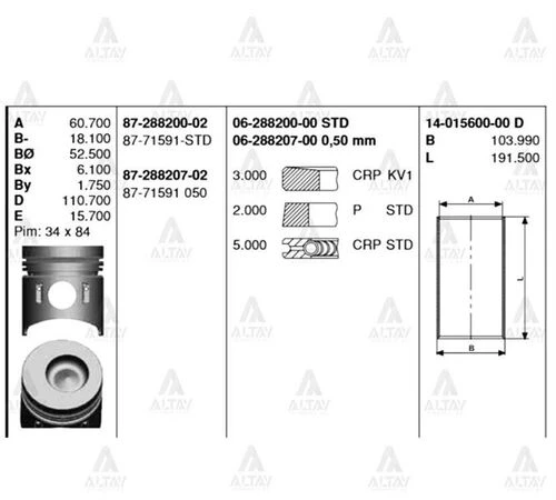Goetze 14 -015600-00 Gomlek Std 100 Mitsubishi Canter-304-canter-444-hyundai H350 94-flanssız 01560000 ürün görseli 1