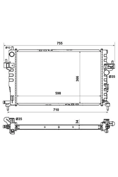Kale 355560 Radyatör Brazıng Opel Adam-corsa E-vauxhall Adam-corsa Mk Iv Radyatörklr- 1300361 1300379 1344 ürün görseli 1