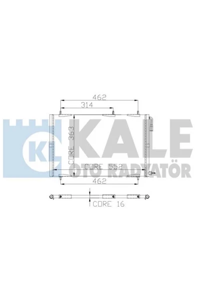 Kale 200ABC070 Condenser Peugeot 206 1.1/1.4/1.6/2.0 Mt Kurutucusuz 552×363×16 6455W6-6455×9 ürün görseli 1