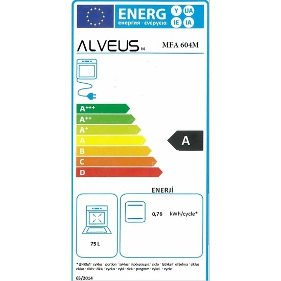 Alveus MFA 604 Beyaz Ankastre Fırın - Resim 5