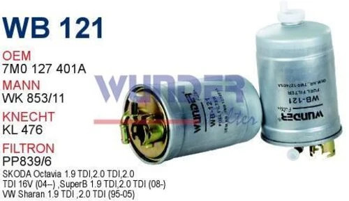 Wunder WB121 Mazot Filtresi Volkswagen Sharan 1.9 TDI ürün görseli 1