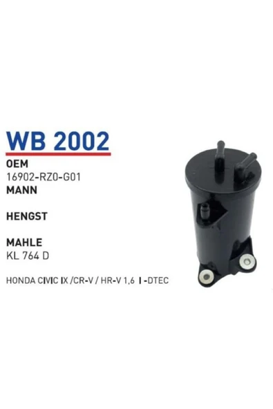 Wunder WB2002 Mazot Filtresi Honda Civic Ix /Cr-V / Hr-V 1,6 İ Dtec ürün görseli 1
