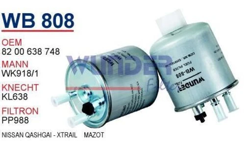 Wunder WB808 Mazot Filtresi Kangoo III 08- Laguna III 08- Twingo 08- 1.5 DCI 2.0 DCI ürün görseli 1