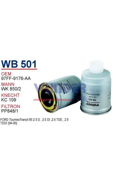 Wunder WB501 Mazot Filtresi Ford Transit 99-00 Wk 850/2 Fn0239 ürün görseli 1