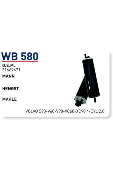 Wunder WB580 Wb580 Mazot Filtresi - Volvo S90-v60-v90-xc60-xc90 4-cyl 2,0 Uyumlu ürün görseli 1