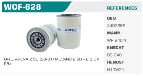 Winkel WOF -628  YAĞ FİLTRESİ DUCATO / DAILY / MASTER I / BO ürün görseli 1