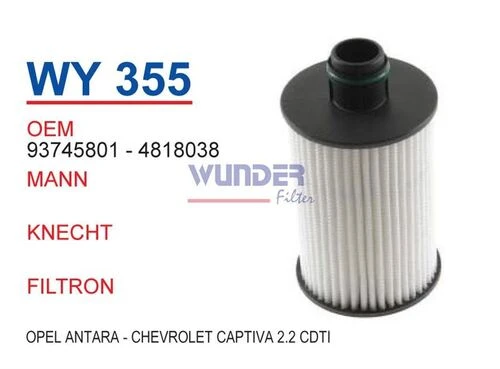 Wunder WY355 YAĞ FİLTRESİ - CHRSYLER 300 C - GRAND CHEROKEE 3,0 C ürün görseli 1