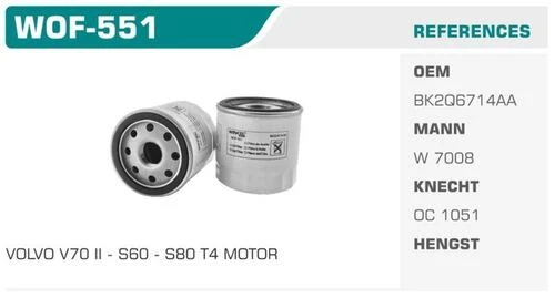 Winkel WOF -551  YAĞ FİLTRESİ FIESTA V 02- FOCUS II III FUSI ürün görseli 1
