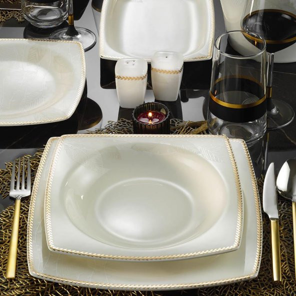 Kütahya Porselen Bone Mare 62 Parça 11372 Desenli Yemek Takımı ürün görseli 1