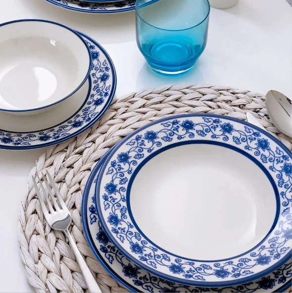 Güral Porselen Yonca 24 Parça Yemek Takımı Koyu Mavi 4832 ürün görseli 1
