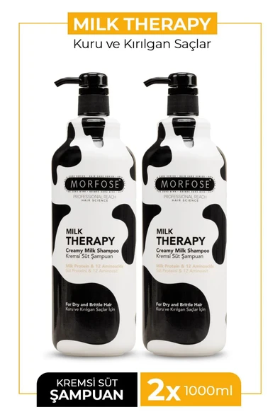 Morfose Milk Therapy Şampuan 1000 ml 2 Adet - Nemlendirme Ve Yumuşak Saçlar ürün görseli 1