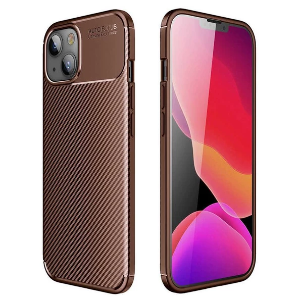 Gpack Apple iPhone 13 Kılıf Negro Karbon Görünüm Dizayn SilikonNano Glass ürün görseli 1