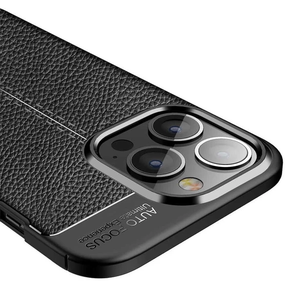 Gpack Apple iPhone 13 Pro Kılıf Niss Silikon Deri Görünümlü Korumalı - Resim 2