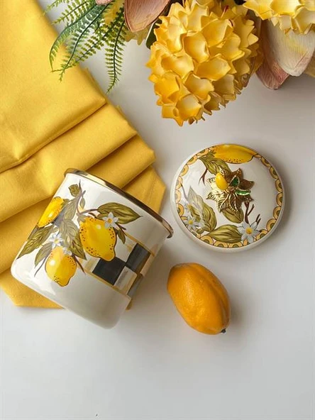 Amarillo Emaye Kavanoz 12 Cm - Resim 2