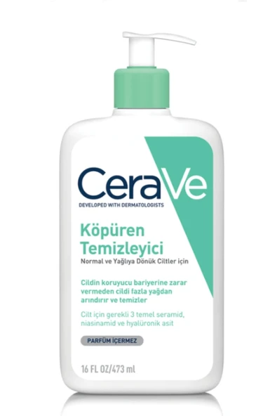 CeraVe Normal Ve Yağlı Ciltler İçin Köpüren Temizleyici 473 ml ürün görseli 1