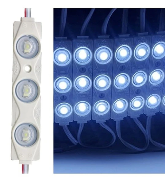 Beyaz Modül Mercekli 3 Ledli Kablolu Parmak Led 12 v 20 Adet ürün görseli 1
