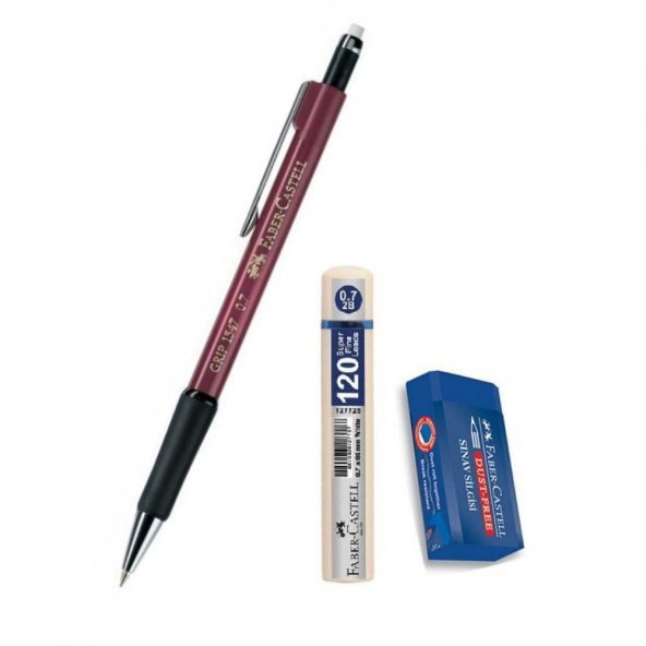 Uçlu Kalem Bordo 0.7 Grip 1347 Faber 120 li Uç ve Sınav Silgisi Versatil Uçlu Kalem 0,7 1 Adet ürün görseli 1