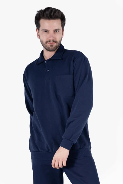 Yıldırımlar Giyim İki Iplik Polo Yaka Cepli Sweatshirt ürün görseli 1