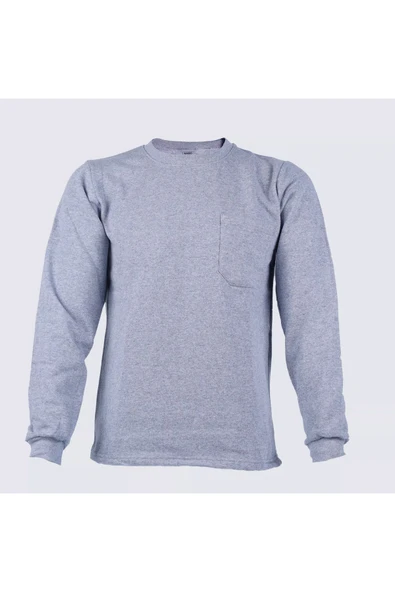 MESAY Bisiklet yaka Gri Uzun Kol Sweatshirt ürün görseli 1