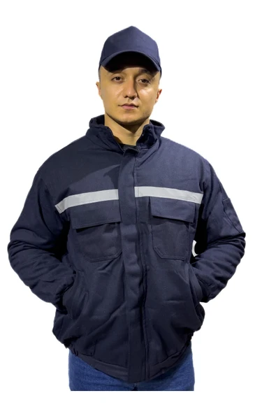 Butik Bafaco Tekstil /  7/7 Gabardin Reflektörlü Lacivert Kışlık Mont ürün görseli 1