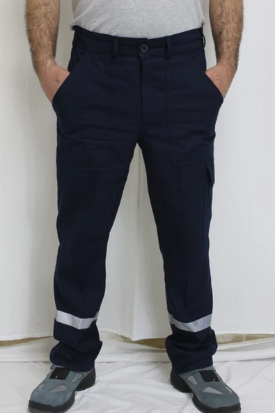 Çağrı İş Elbiseleri Kışlık Pantolon 7/7 Gabardin Lacivert Renk Reklektif Bantlı ürün görseli 1