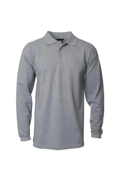 BLUE SAFETY Polo Yaka Gri Uzun Kollu Sweatshirt ürün görseli 1