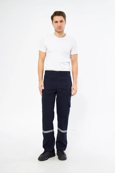 mervem İş Pantolonu 16/12 Gabardin %100 Pamuk Reflektörlü Cepli ürün görseli 1