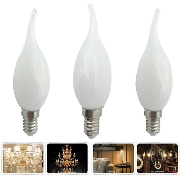 3 Adet Çok Kaliteli E14 Duy 5 Watt, 6400 Kelvin Beyaz Işık Led Ampul, Avize, Şamdan Ampulü Mum Ampul ürün görseli 1