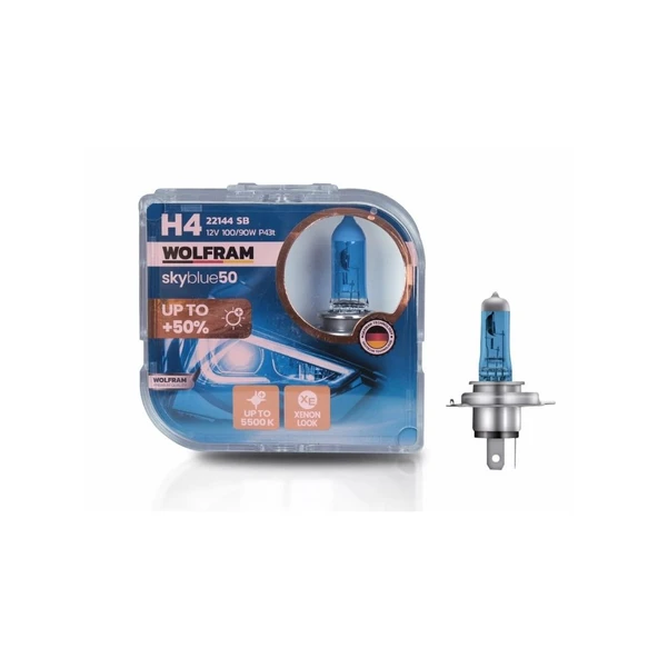 H4 Halojen Ampul Sky Blue Beyaz Işık 12V 100/90W 5500K ürün görseli 1