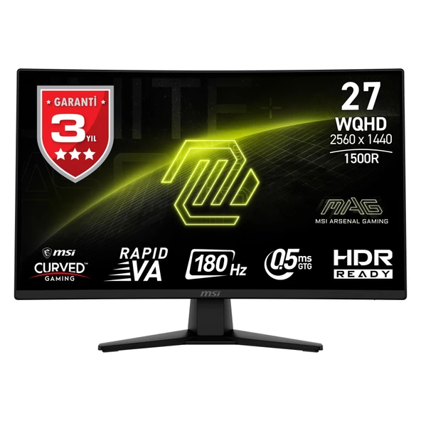 MSI MAG 274CQF 27'' WQHD CURVE RAPID VA 180HZ 0.5MS(GTG) ADAPTIVE-SYNC GAMING MONİTÖR ürün görseli 1