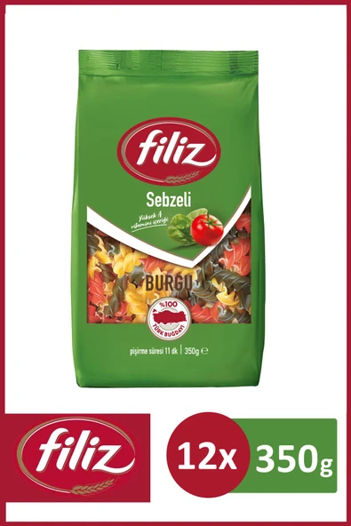 Filiz Sebzeli Burgu Makarna 350 gr X 12 Adet ürün görseli 1
