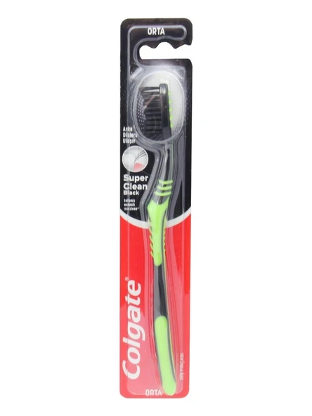 Colgate Süper Clean Black Orta Diş Fırçası Yeşil ürün görseli 1